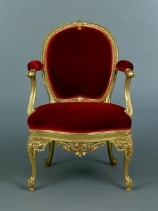 III. György karosszék, 1770 körüli (aranyozott fa kárpitozással)